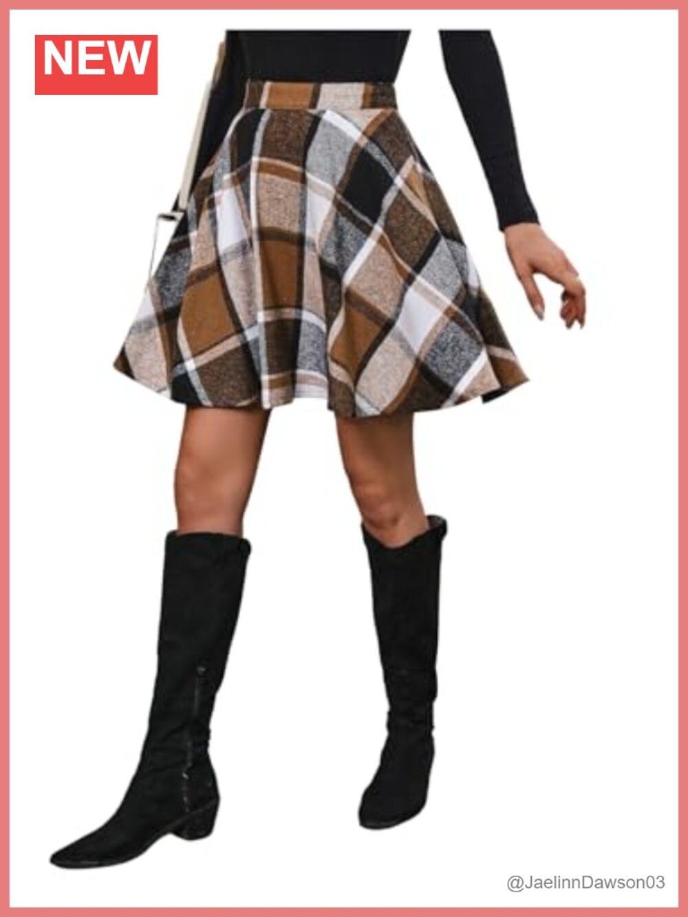 Plaid Flannel Skater Skirt High Waisted Flared A-Line Work